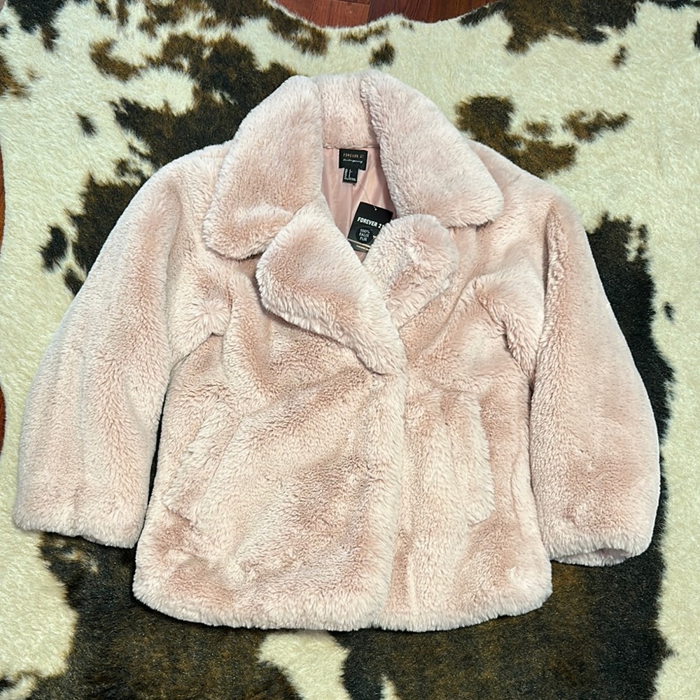 F21 Cozy Pink Faux Fur Jacket